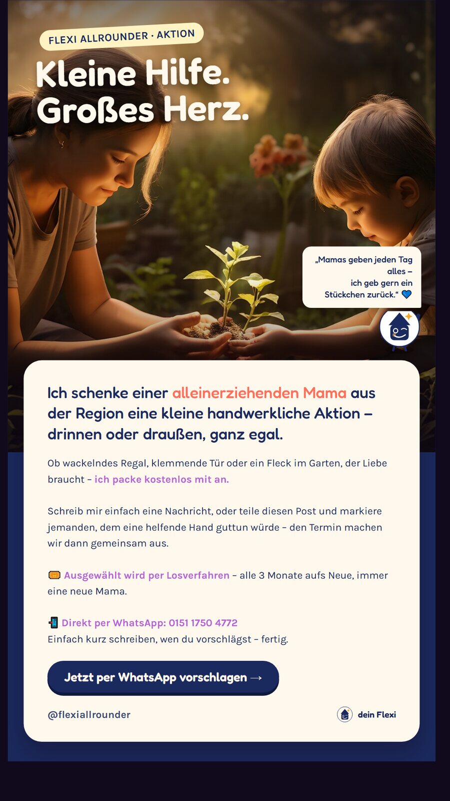 Aktion: Kleine Hilfe, großes Herz – für alleinerziehende Mamas